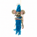 Blue Knitting Mouse Decoration