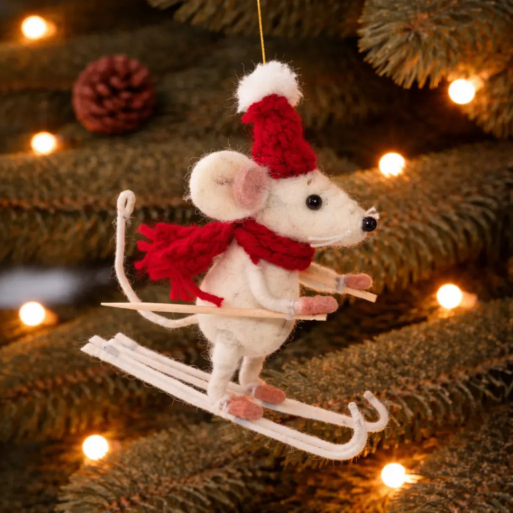 Sacha Skiing Mouse Decoration